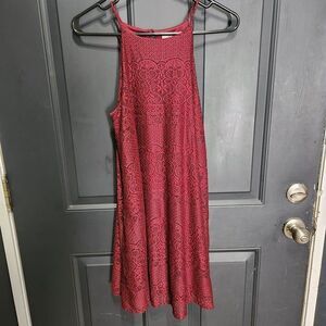 Wild Daisy maroon lacy junior mini dress